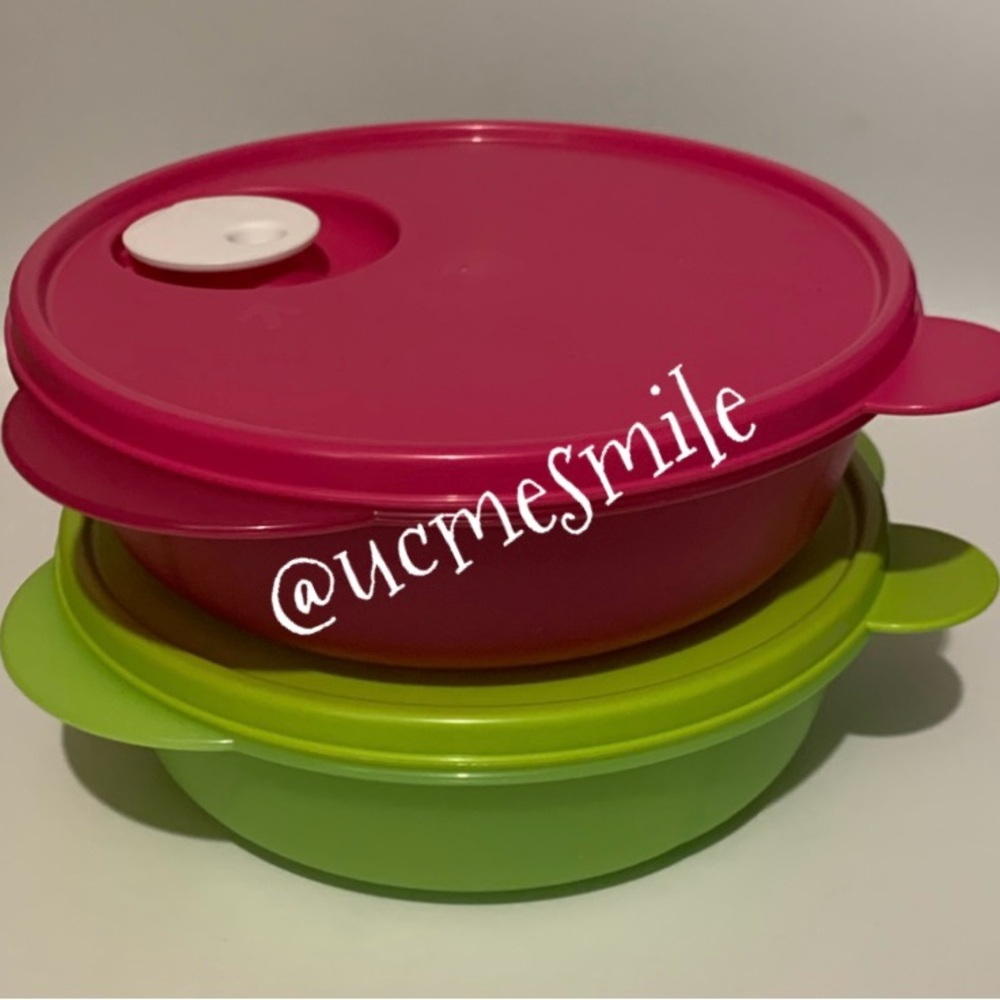 Tupperware Crystalwave His & Hers Microwave-Safe Divided Lunch Dish/Bowl Set
